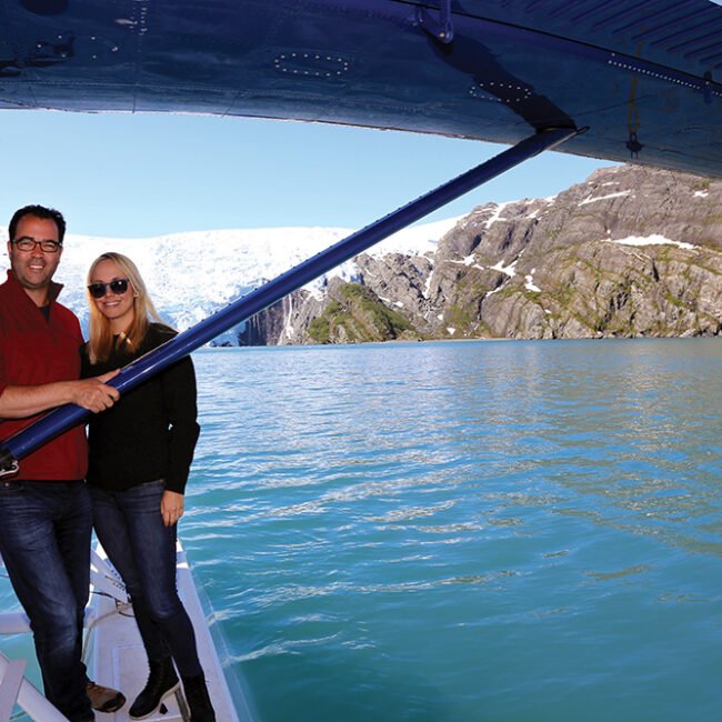 Float Plane landing at Blackstone Glacier