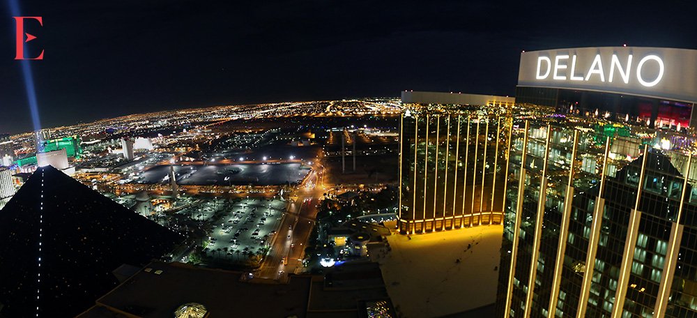 The view of the Las Vegas Streip from the Delano Hotel